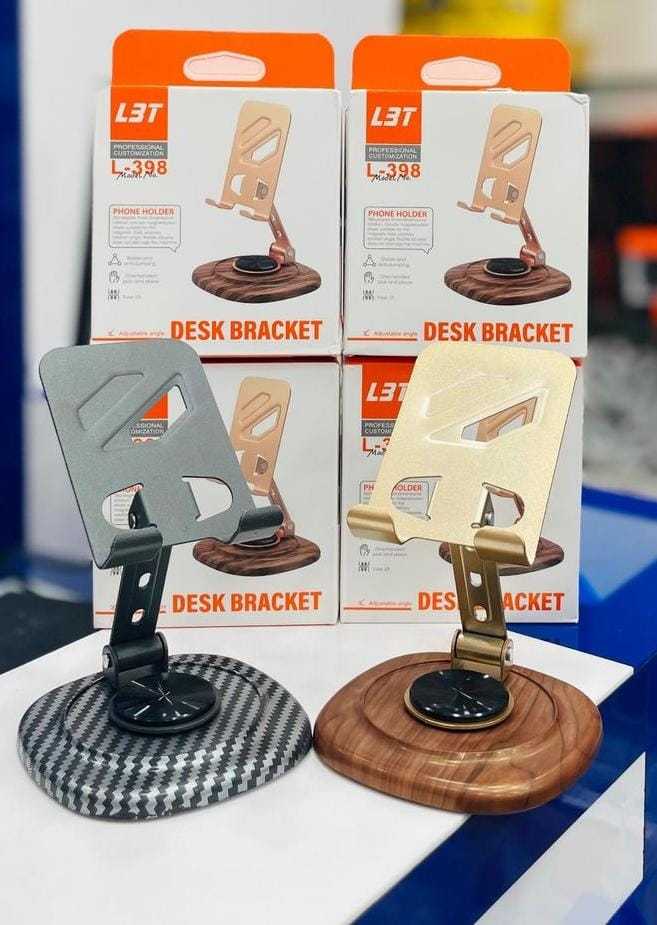 L3T L-398 Adjustable Metal Desk Phone Holder Stand | Foldable Mobile Stand for Desk & Table
